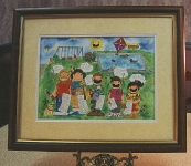 Finished and framed original personalized picture cartoon